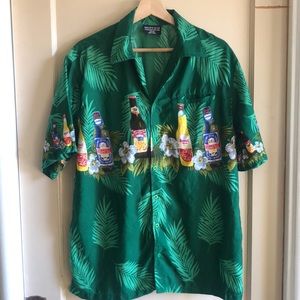 Pacific & Co beer button down Hawaiian shirt